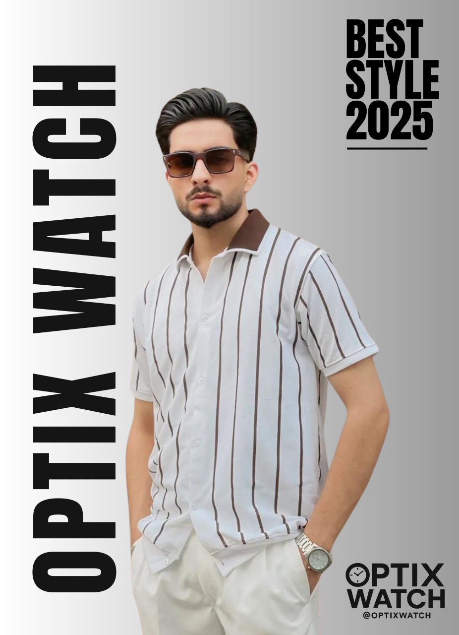 Gents Polo Stripes ( White & Brown)