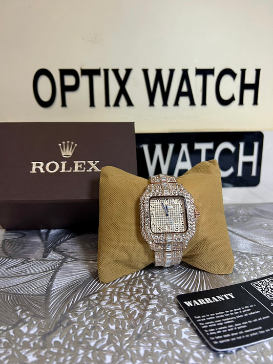 Gents Rolex Arabic Dial Iced Out Watch (Rose Gold)