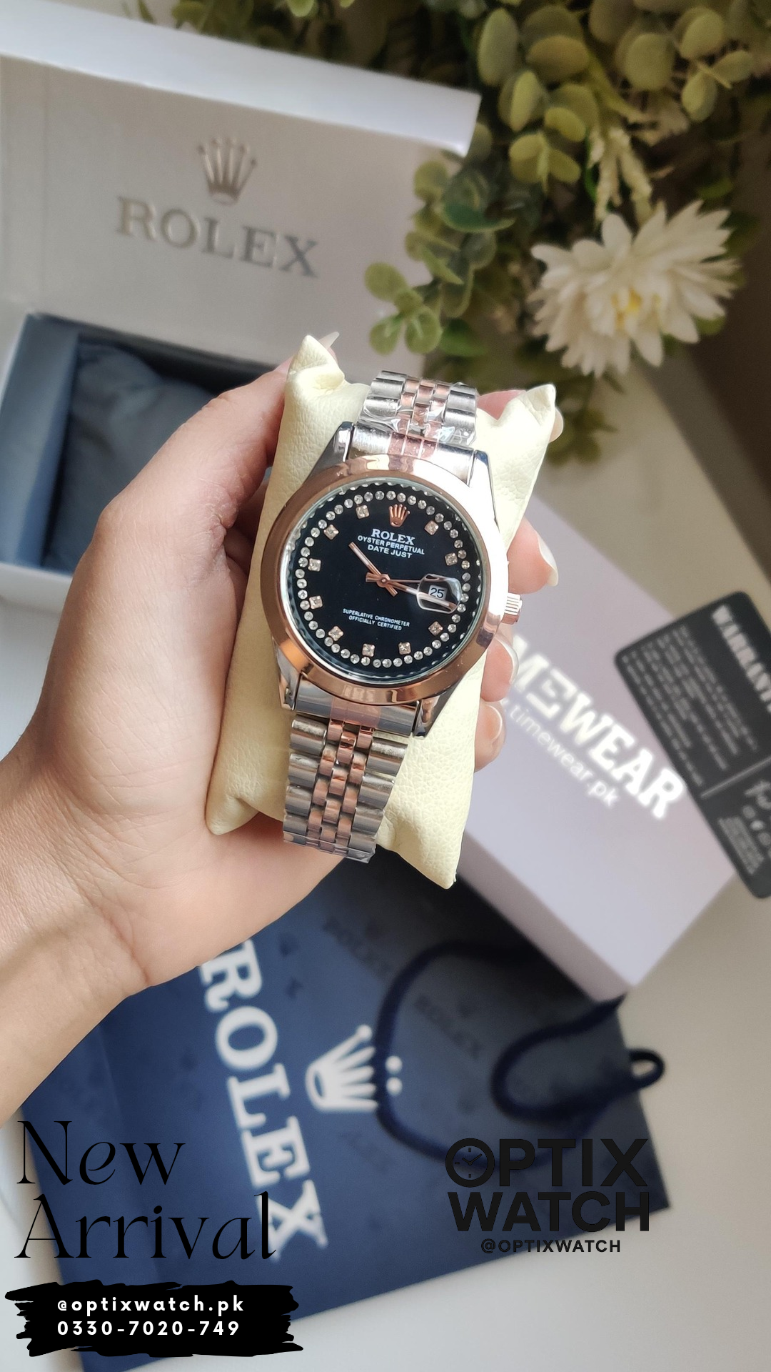 Rolex Gents Date Stone(TTC-BK)+Warranty+ Rolex box