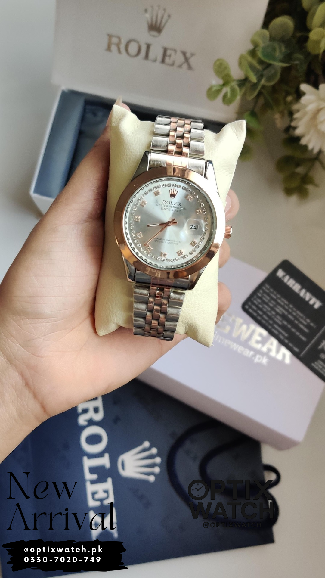 Rolex Gents Date Stone (TTC-WH)+Warranty+ Rolex box