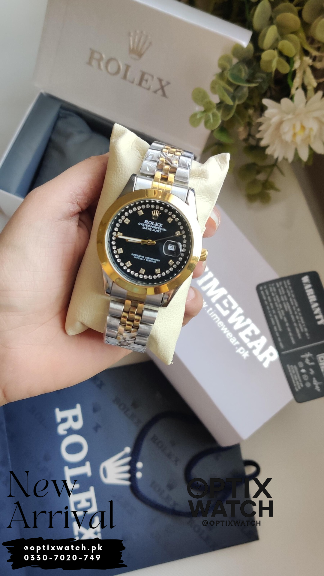 Rolex Gents Date Stone (TTG-BK)+Warranty+ Rolex box