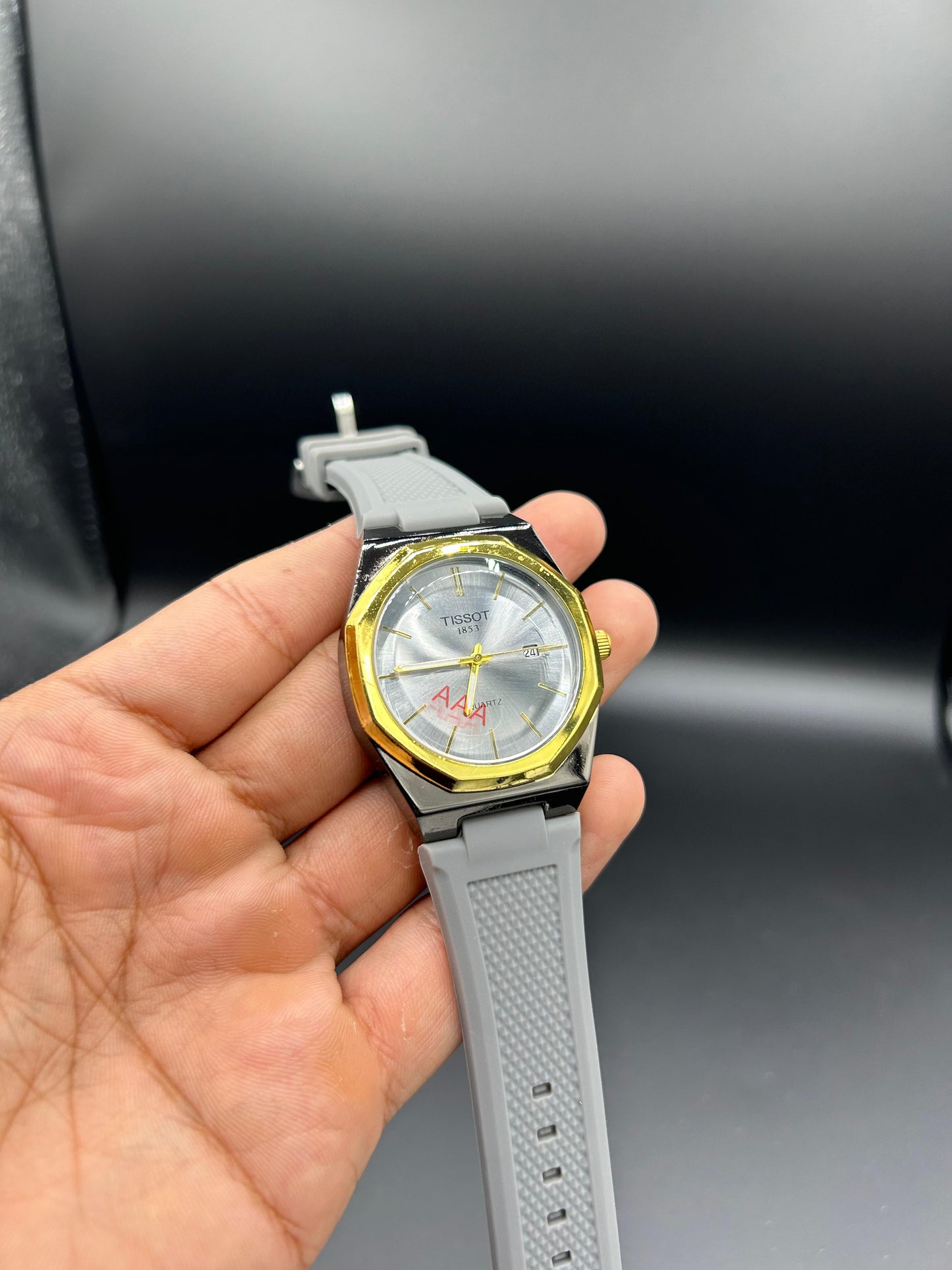 Gents Tissot Strap GY-BK-GGY