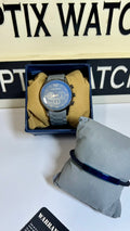 Gray Black Armani Silicone Chain + Blue Bracelet (Bundle Offer)