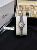 Cartier Oval Silver Chain White Dial With Cartier Box & One Year Warranty