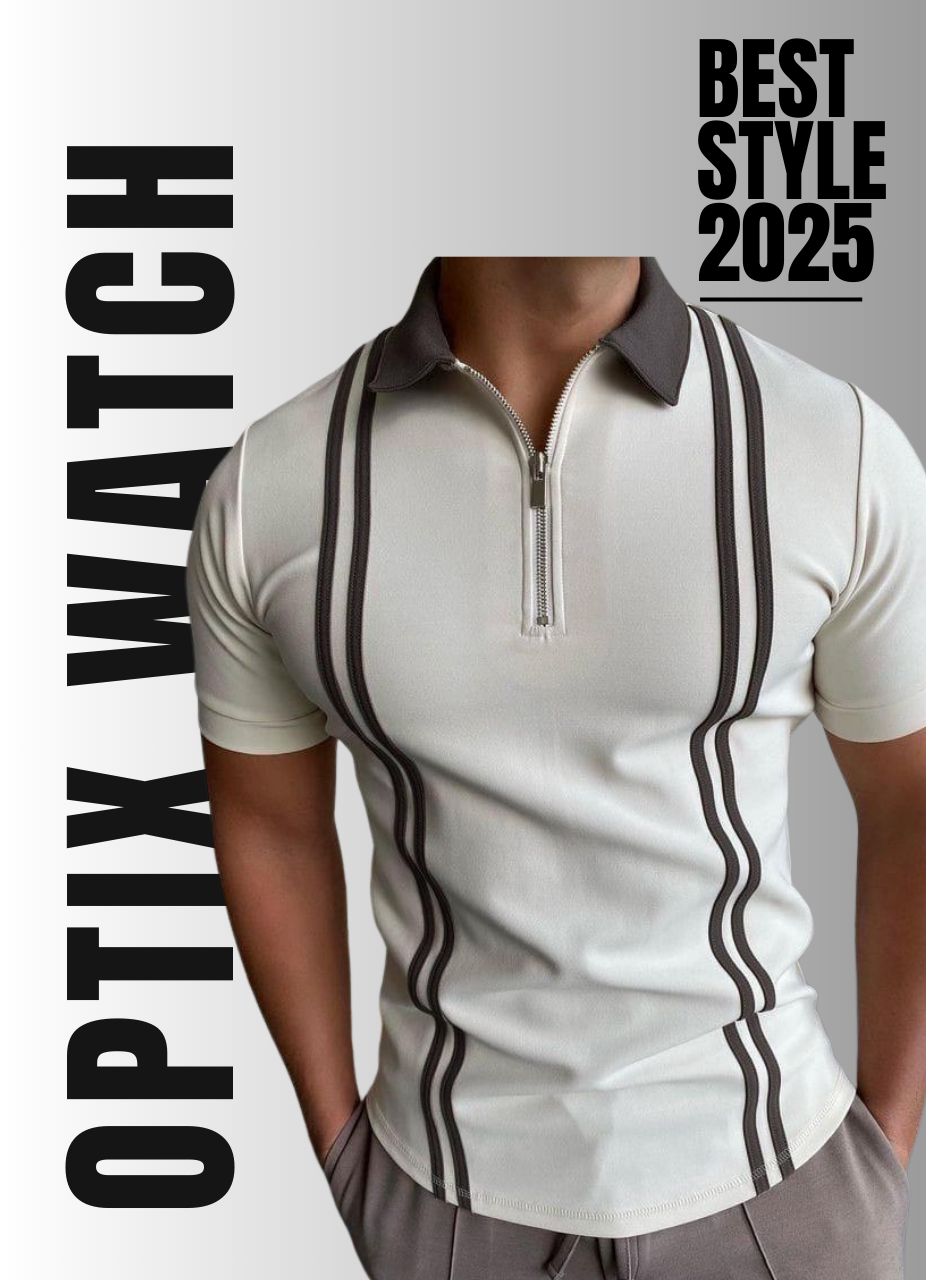 Gents Polo Dual Stripes (White & Gray)