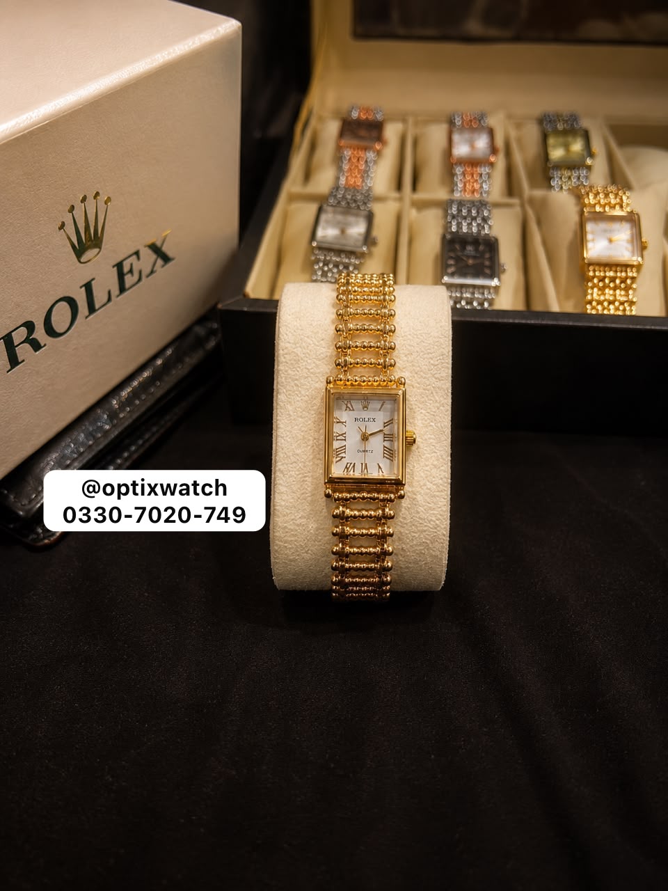 Rolex Roman Golden Chain White Dial With Rolex Box & One Year Warranty