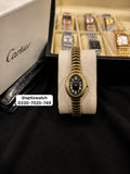 Cartier Oval Two Tone Golden Chain Black Dial With Cartier Box & One Year Warranty