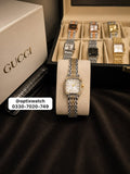 Gucci Square Two Tone Golden Chain white Dial With Gucci Box & One Year Warranty
