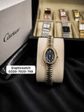 Cartier Oval Two Tone Golden Chain Black Dial With Cartier Box & One Year Warranty