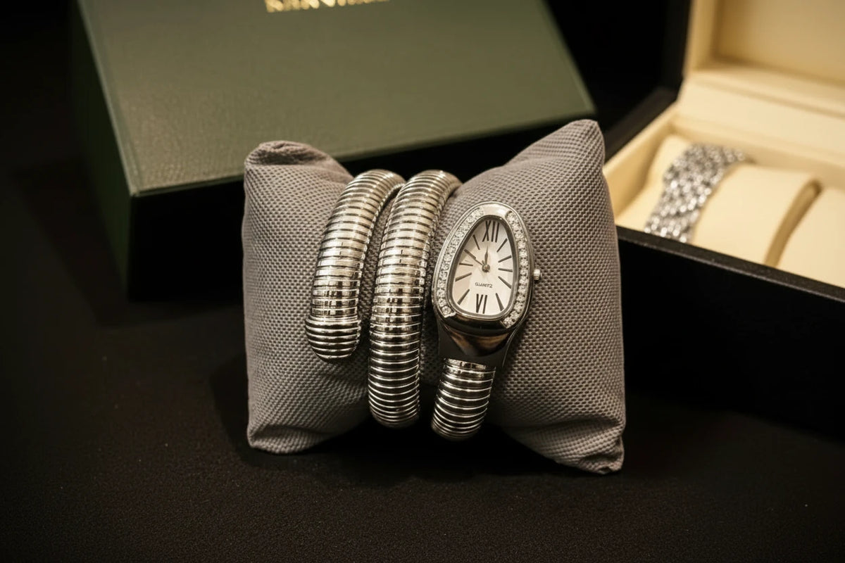 Rolex Snake Chain Ladies Watch Silver White With Rolex Box & One Year Warranty