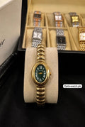 Cartier Oval Golden Chain Green Dial With Cartier Box & One Year Warranty