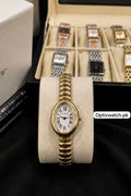 Cartier Oval Golden Chain White Dial With Cartier Box & One Year Warranty