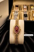 Cartier Oval Golden Chain Red Dial With Cartier Box & One Year Warranty