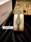 Cartier Oval Two Tone Golden Chain Tiffany Dial With Cartier Box & One Year Warranty