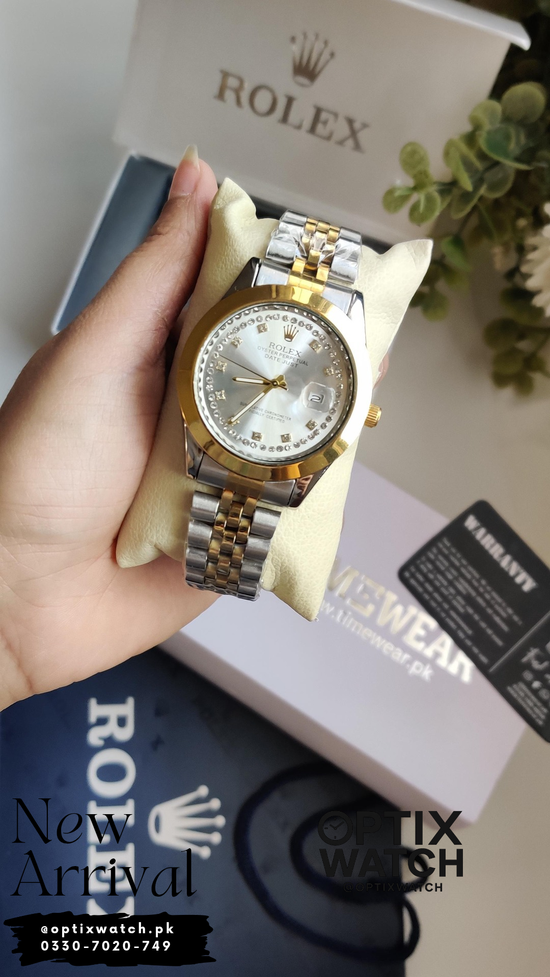 Rolex Gents Date Stone(TTG-WH)+Warranty+ Rolex box