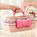 Portable Bow Design Makeup & Hair Accessories Storage Box-Organizer For Hair Clips,Ties,Earrings, Bracelets,Necklaces,Rings PK