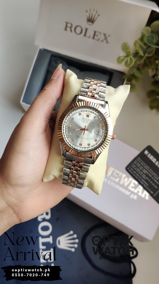 Rolex Gents Date Stone Kan(TTC-WH)+Warranty+ Rolex box