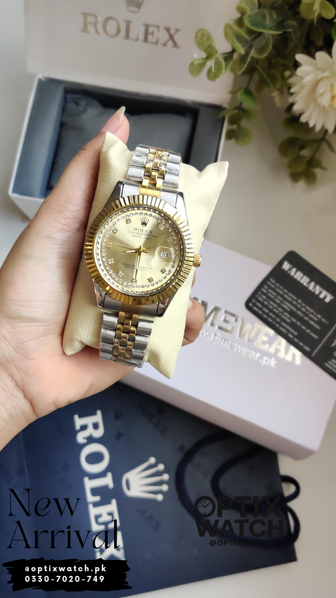 Rolex Gents Date Stone Kan (TTG)+Warranty+ Rolex box